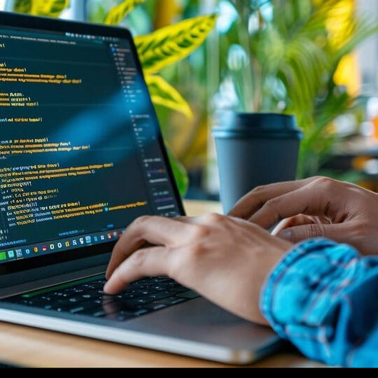 Laptop screen with computer code