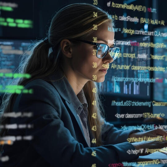 Woman working on computer screen
